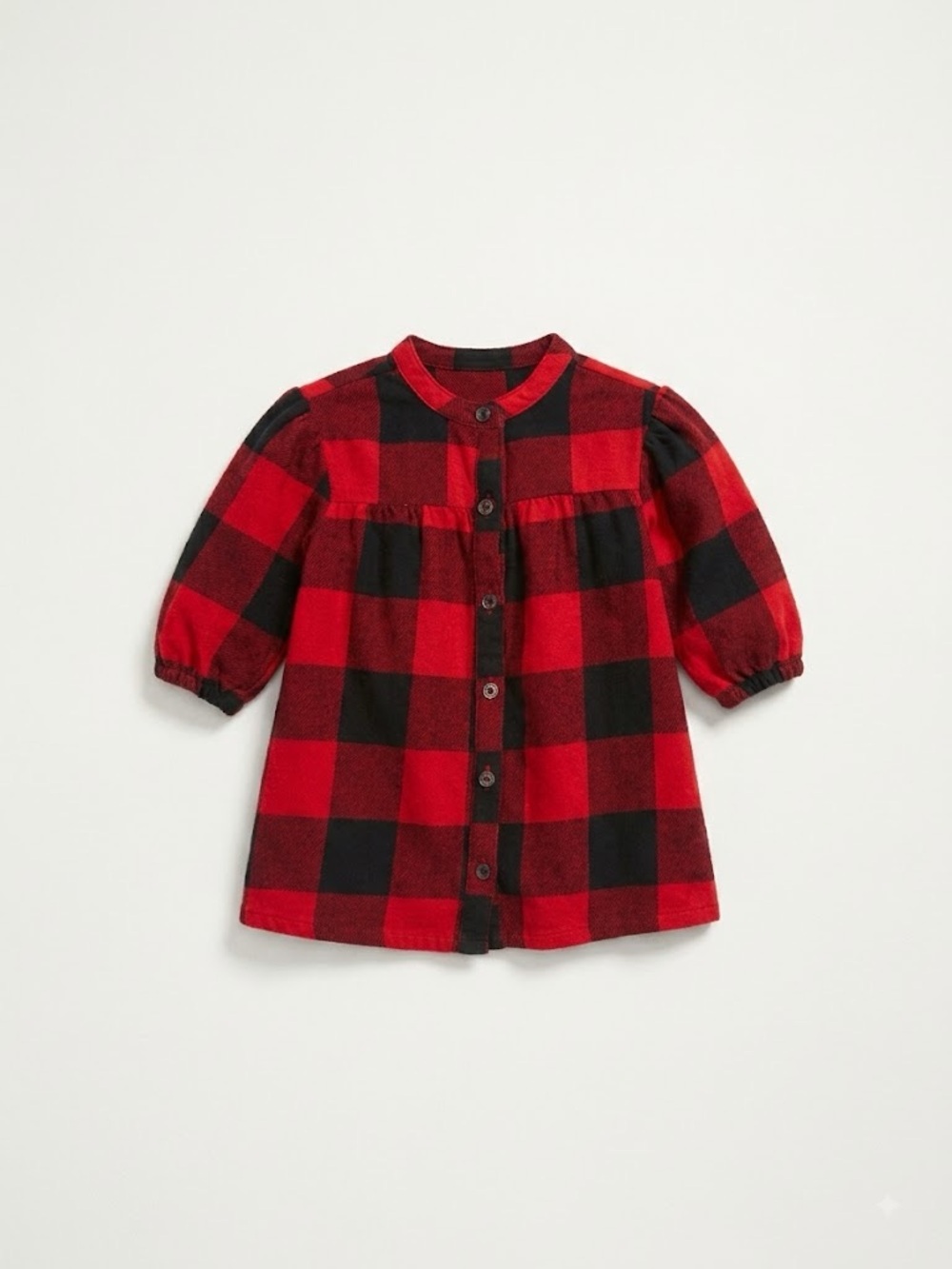 Old Navy Red & Black Buffalo Plaid Button-Front Baby Dress